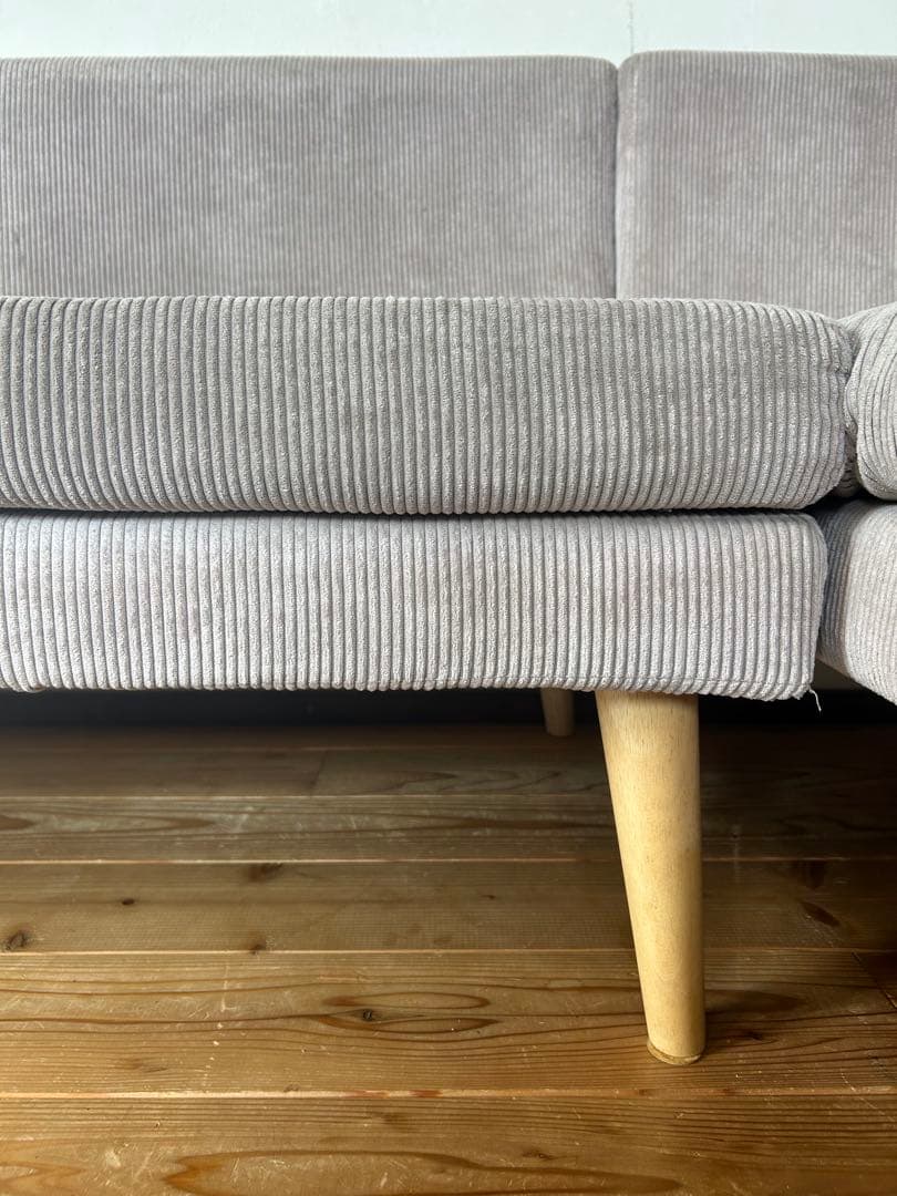 直接引取り　コーナーソファ グレー コーデュロイ　値下げ交渉可