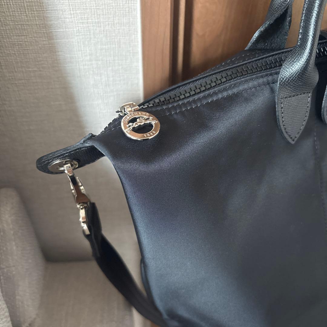 ロンシャン Longchamp プリアージュ M レザー ナイロン 黒