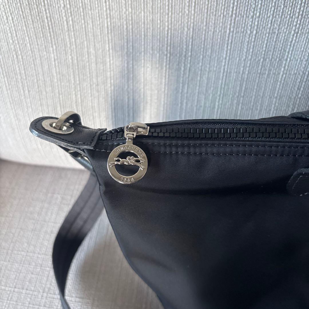 ロンシャン Longchamp プリアージュ M レザー ナイロン 黒