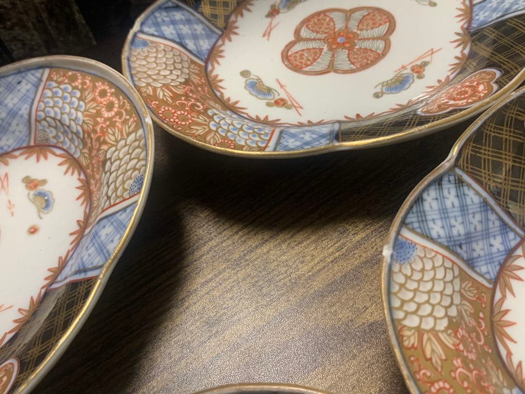 古伊万里 菱形なます皿 5枚組 江戸期 小カケ有