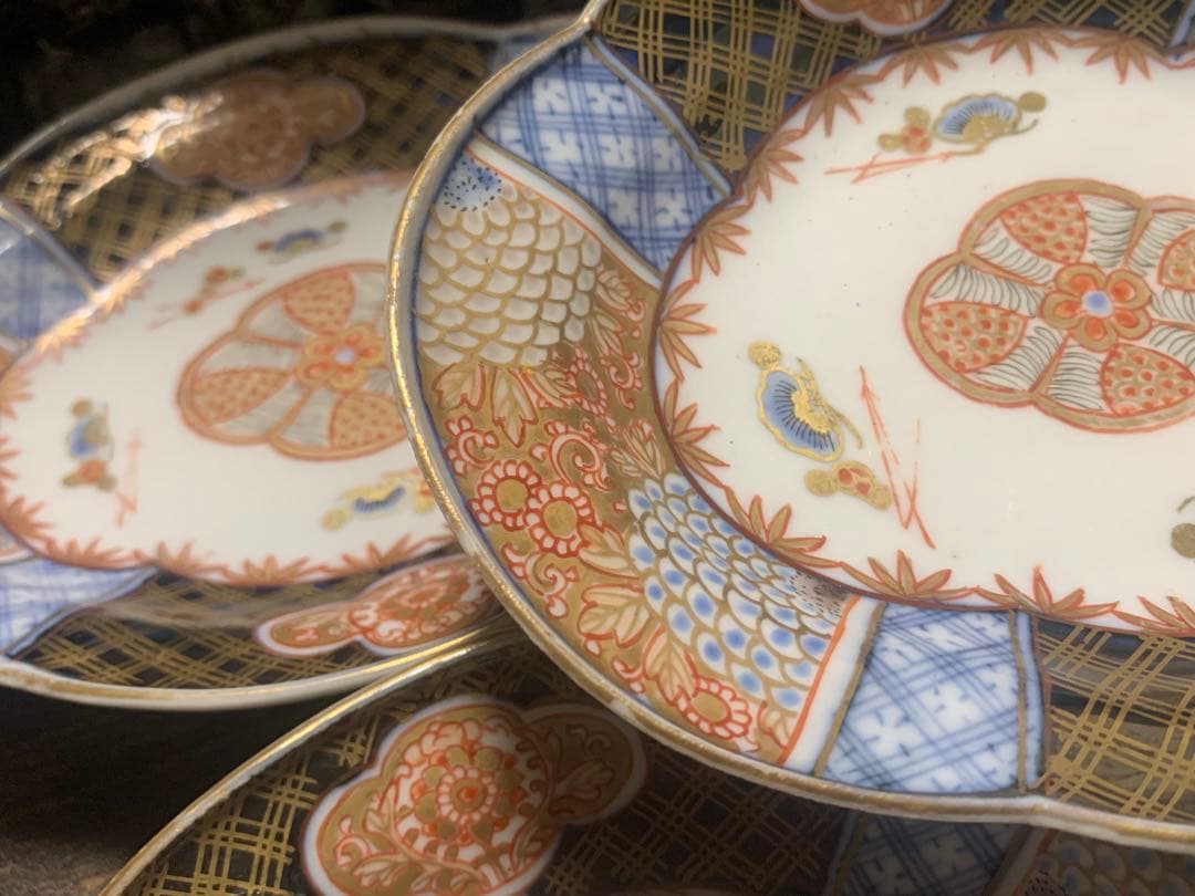 古伊万里 菱形なます皿 5枚組 江戸期 小カケ有