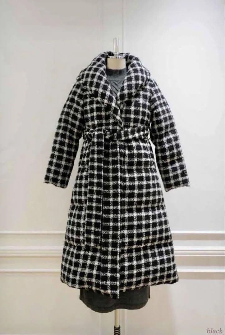 herlipto❤Loop Yarn Tweed Belted DownCoat