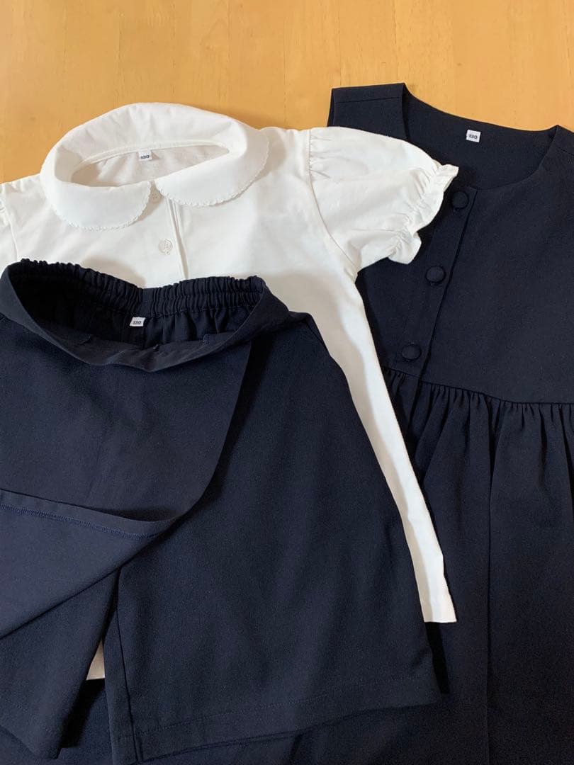 【お受験ハッピークローバー】スカート2着　ブラウス　サブバッグ　スリッパ袋