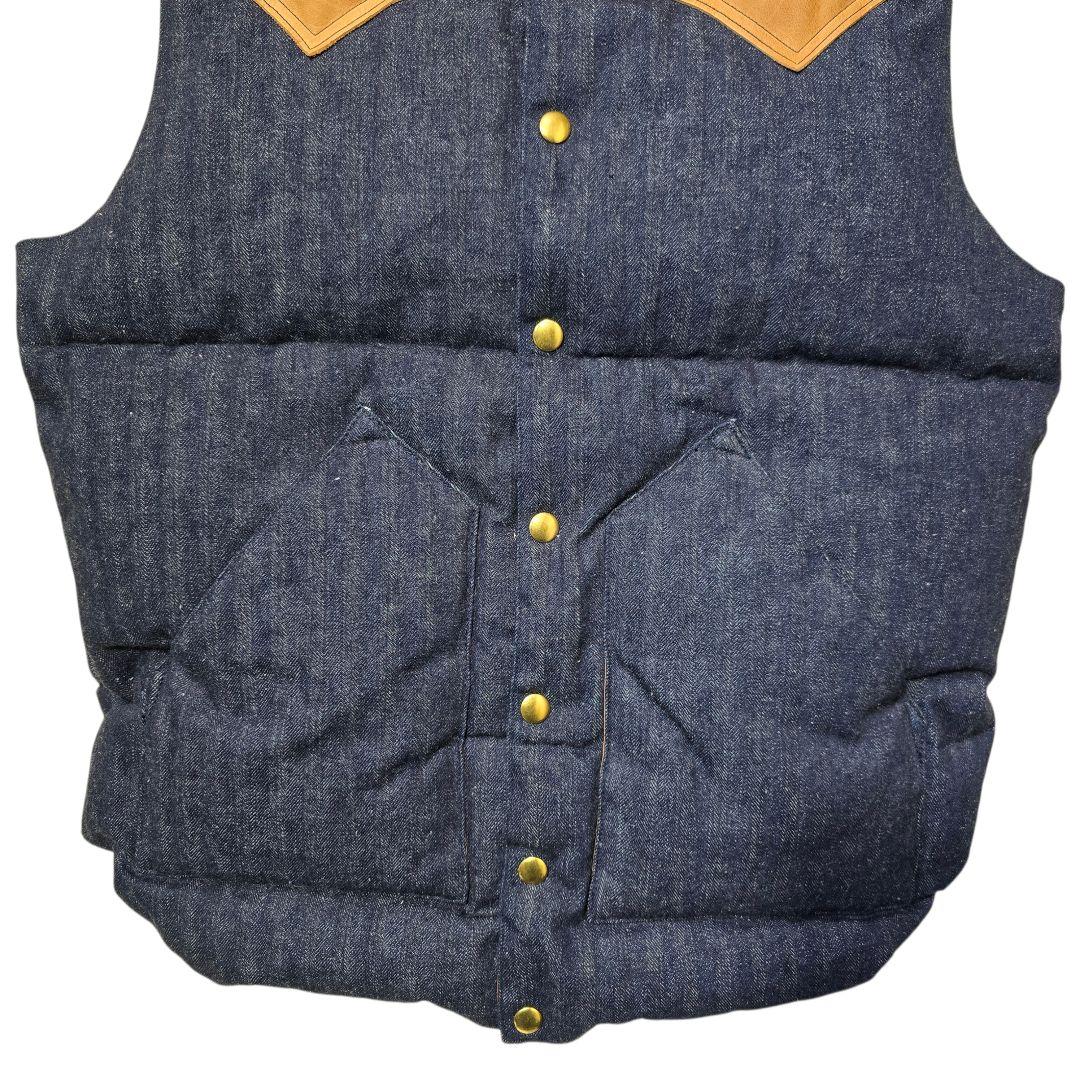 ロッキーマウンテンフェザーベッド ウエアハウス ダウンベスト デニム 馬革 40