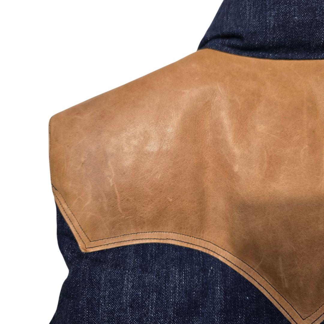 ロッキーマウンテンフェザーベッド ウエアハウス ダウンベスト デニム 馬革 40