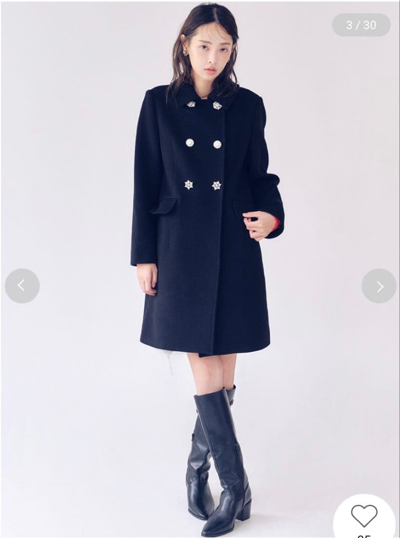 リリーブラウン ダブルビジューミディコート　liliybrown