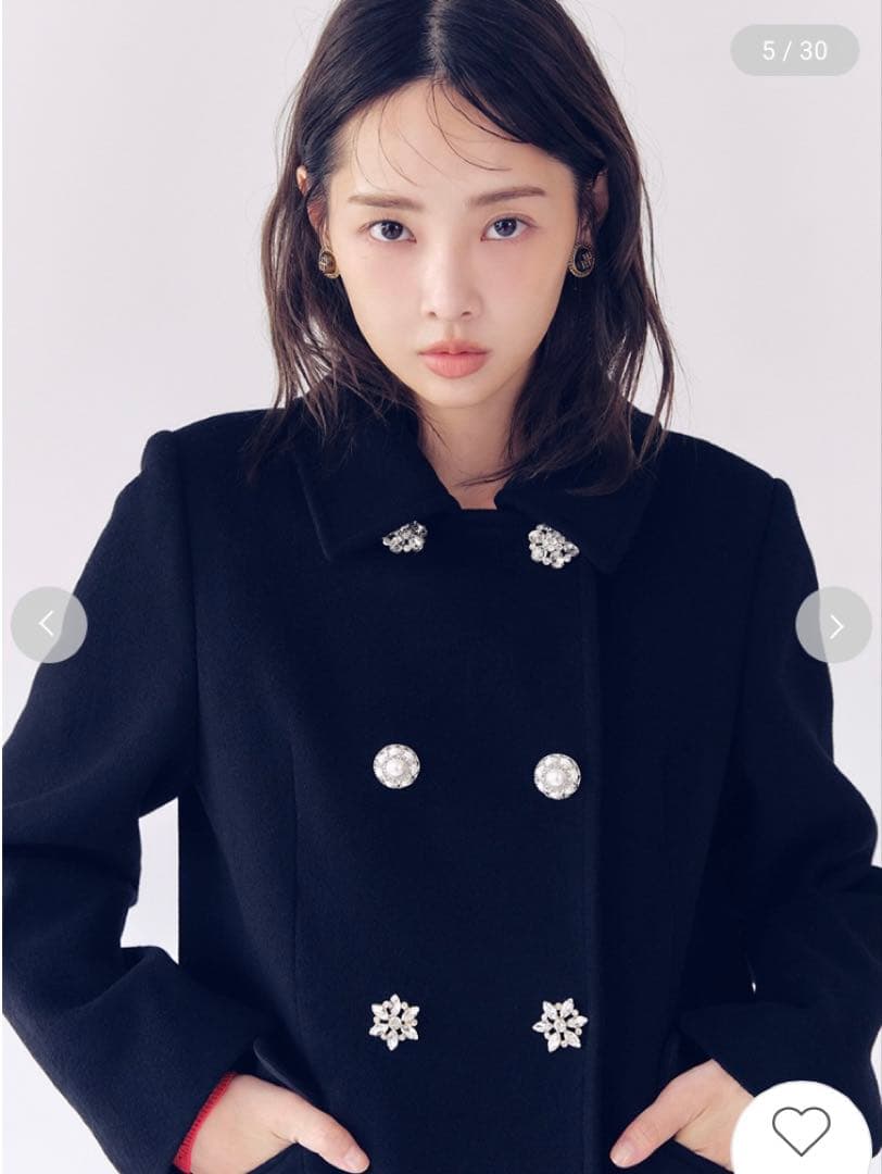 リリーブラウン ダブルビジューミディコート　liliybrown