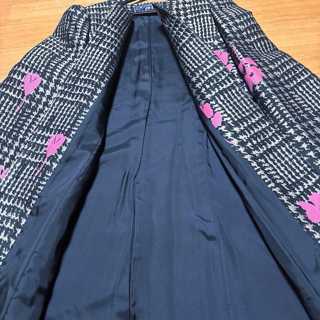 【新品】M'S GRACY ノーカラー花柄ロングコート 40。