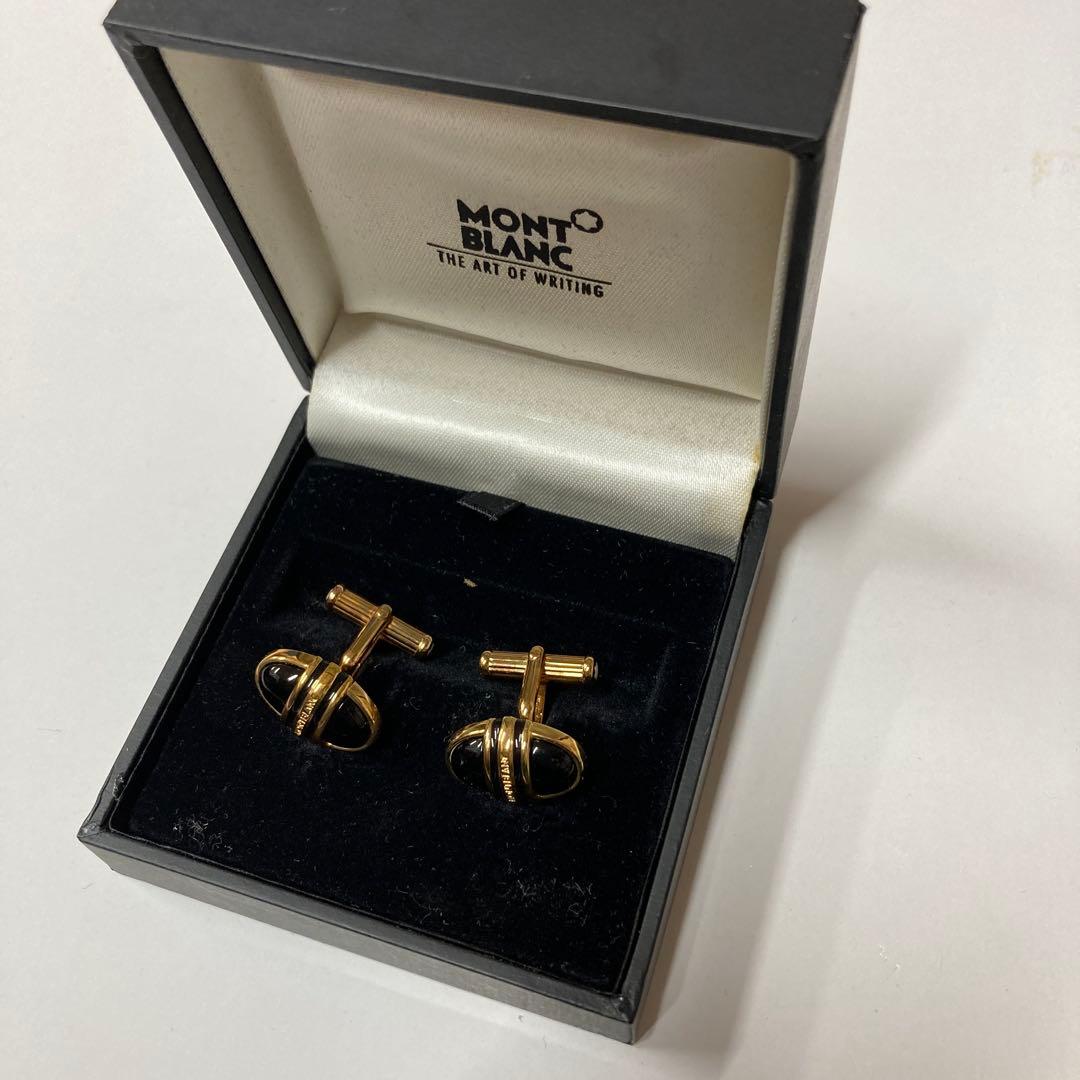 MONTBLANC モンブラン　カフス　ゴールド×ブラック　楕円　箱付き