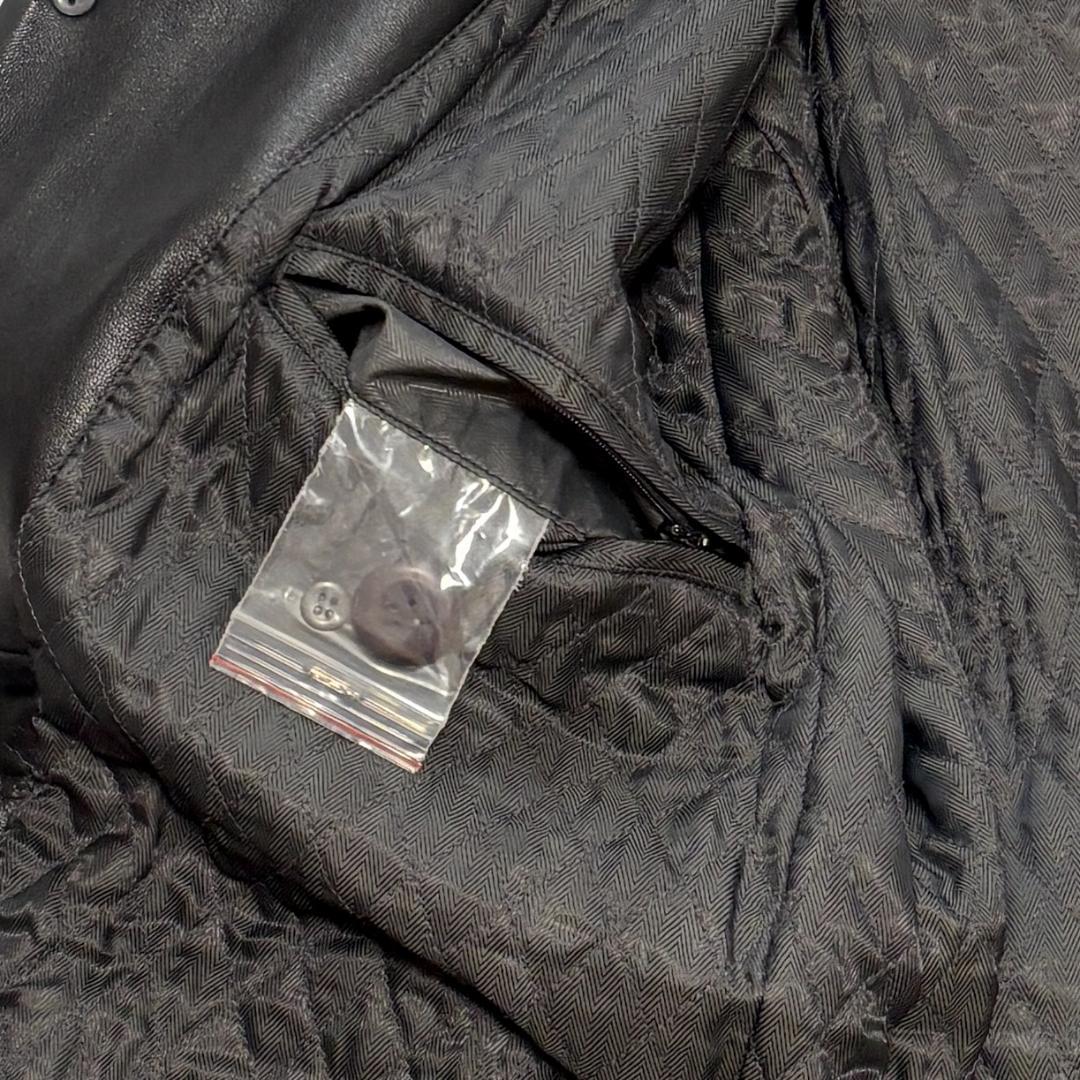 80s Euro Vintage チェスターコート ラムレザー キルティング L