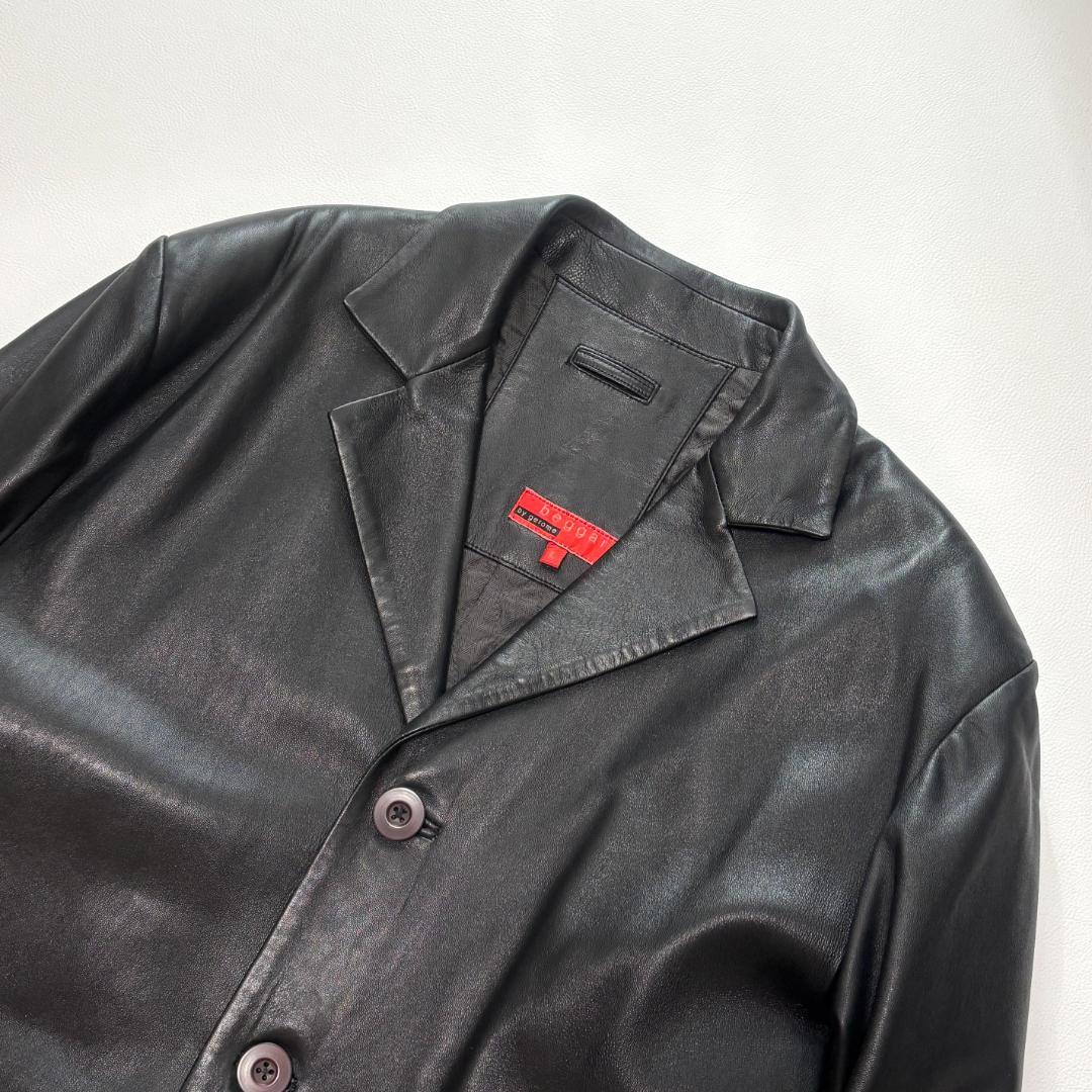 80s Euro Vintage チェスターコート ラムレザー キルティング L