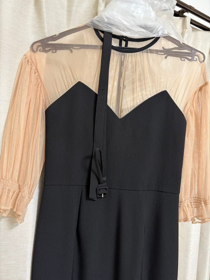 AIRY SLEEVE TIGHT DRESS ブラック S