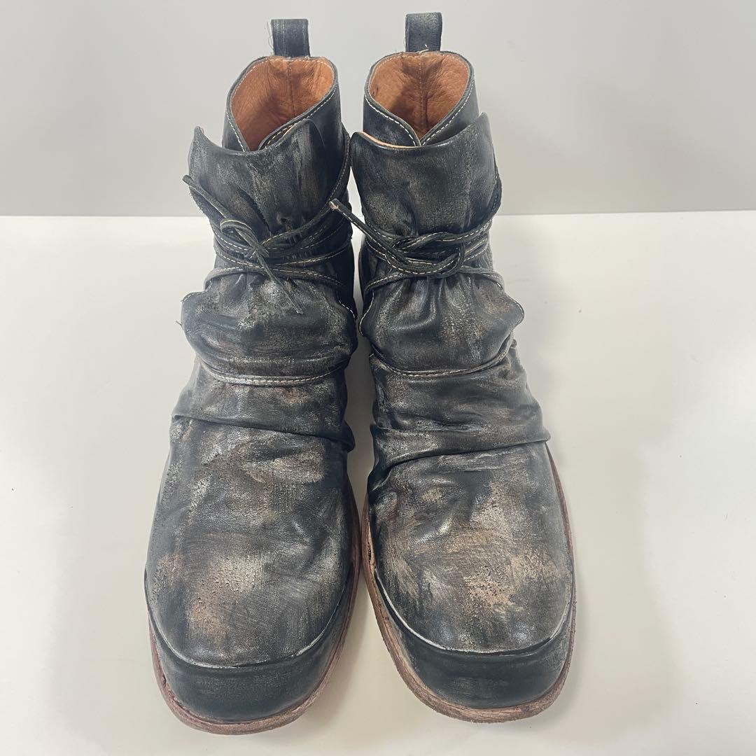 whoop'EE' whoop-de-doo ダメージ加工 黒 レザーブーツ