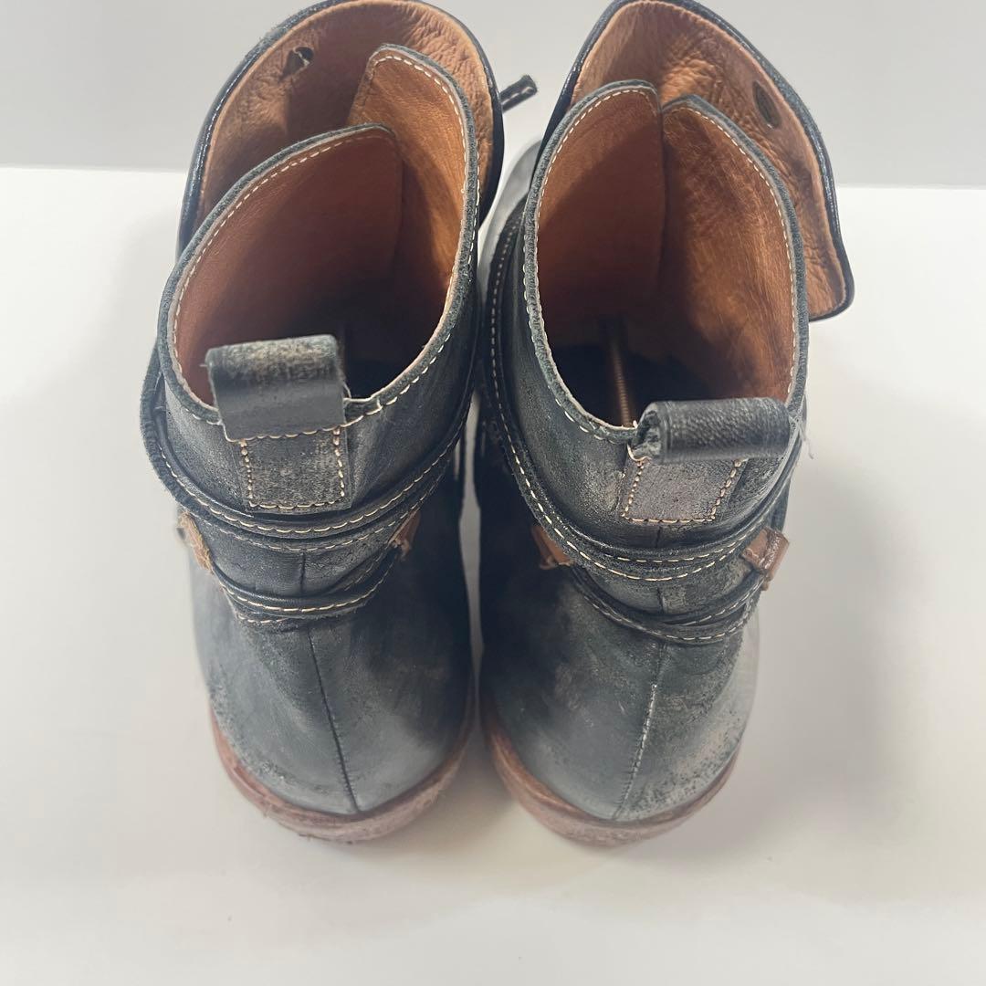 whoop'EE' whoop-de-doo ダメージ加工 黒 レザーブーツ