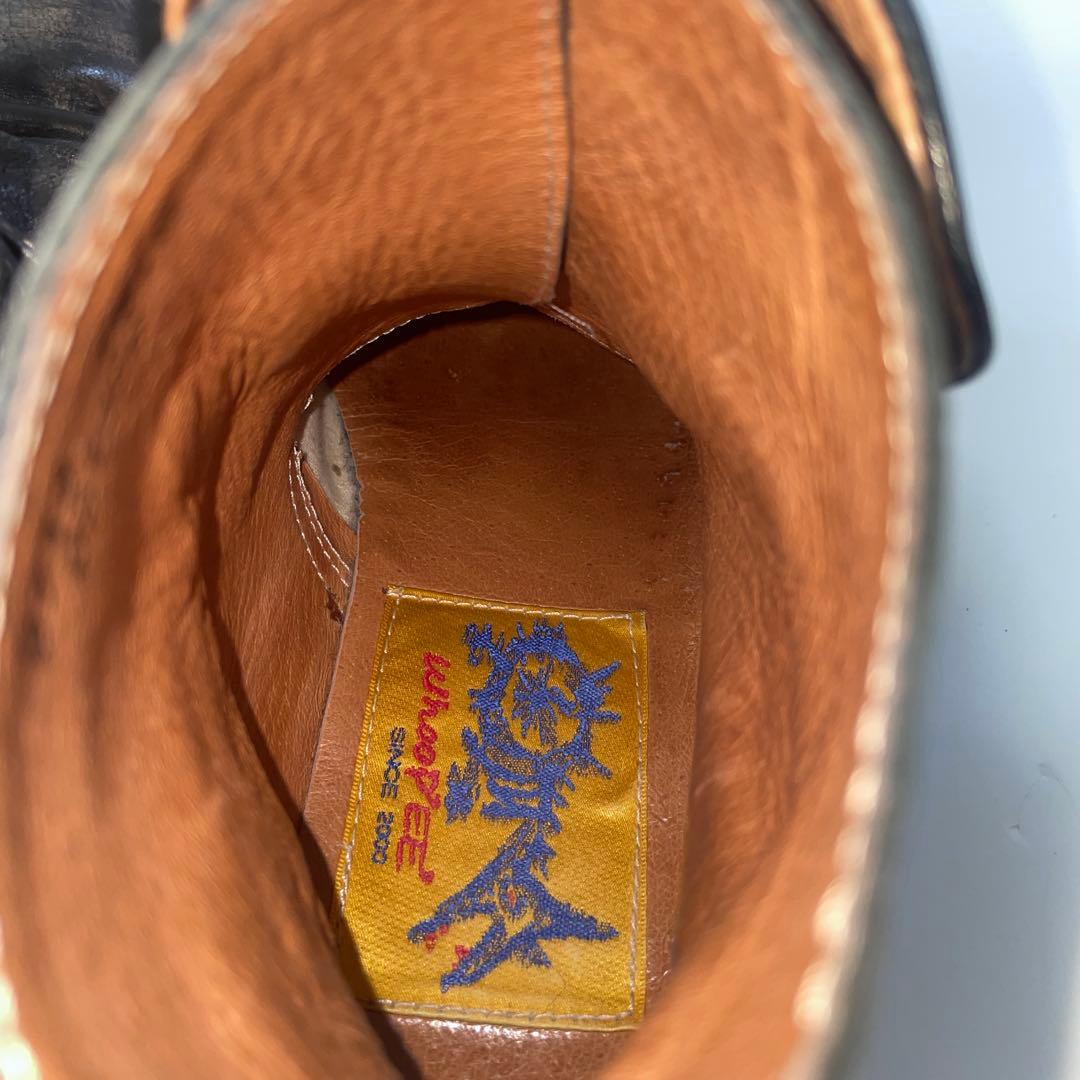 whoop'EE' whoop-de-doo ダメージ加工 黒 レザーブーツ