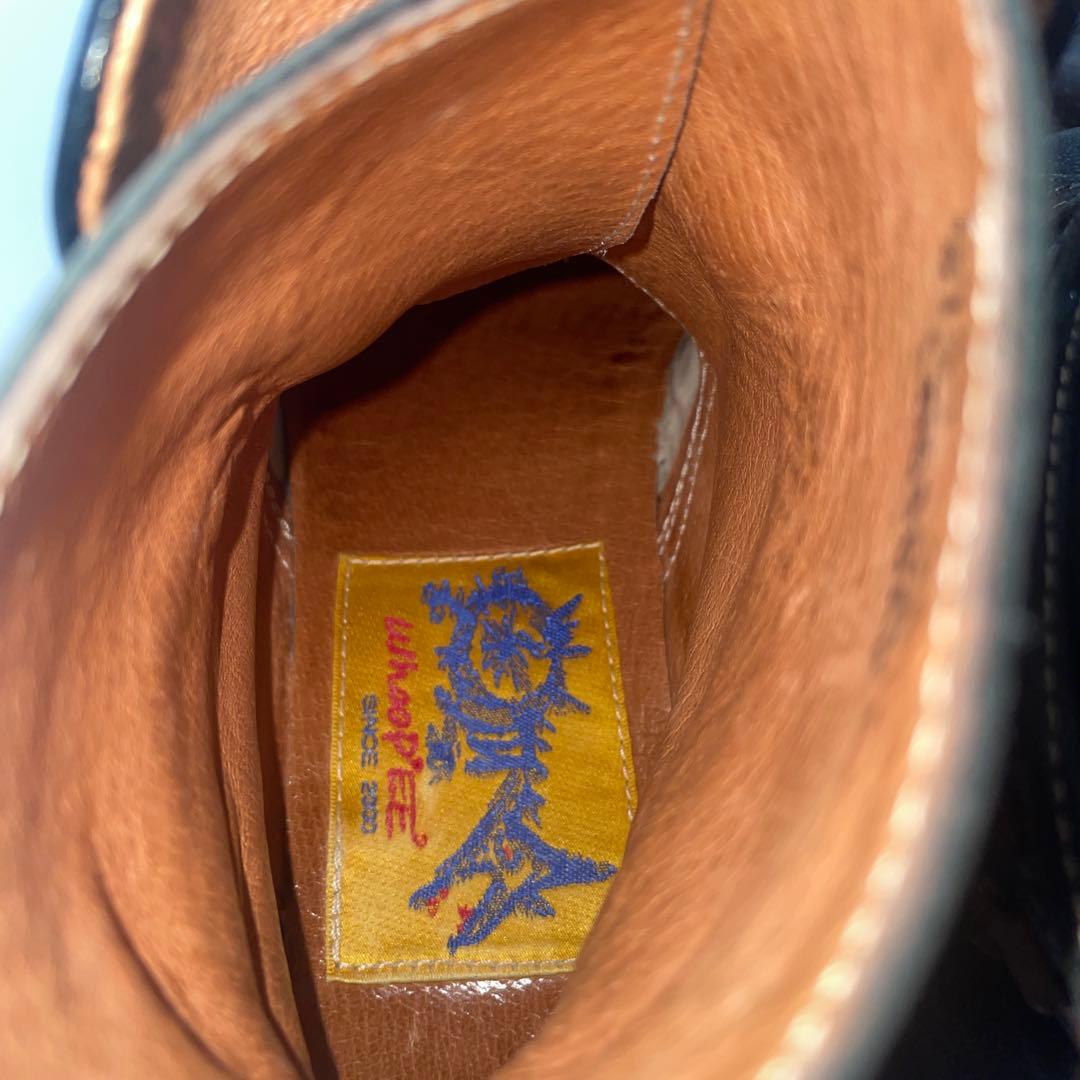 whoop'EE' whoop-de-doo ダメージ加工 黒 レザーブーツ