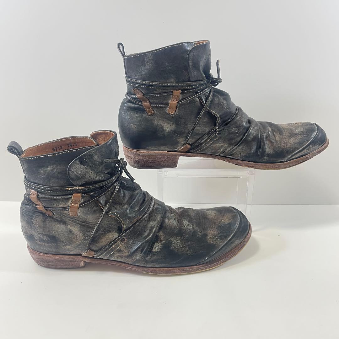 whoop'EE' whoop-de-doo ダメージ加工 黒 レザーブーツ