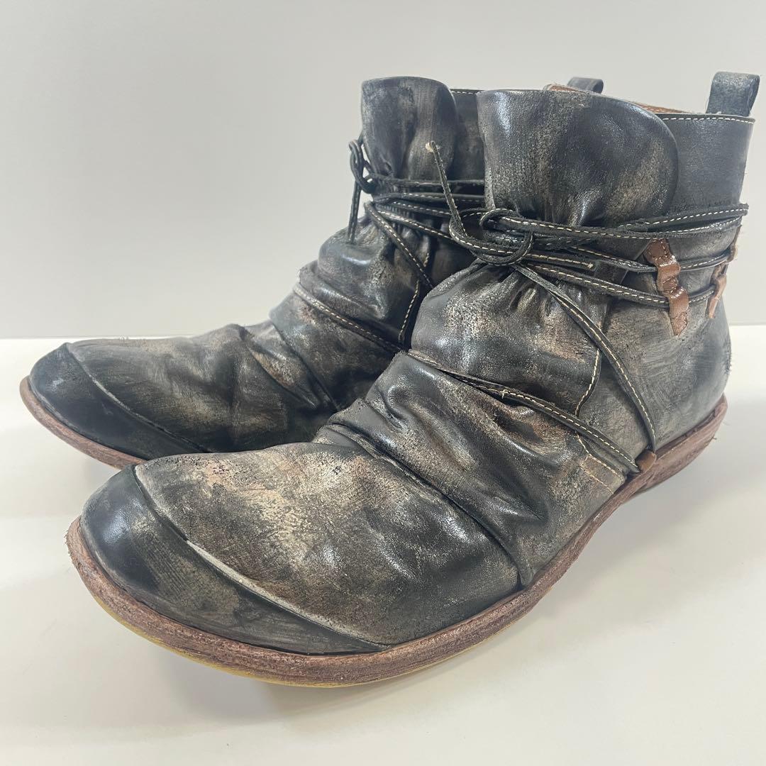 whoop'EE' whoop-de-doo ダメージ加工 黒 レザーブーツ