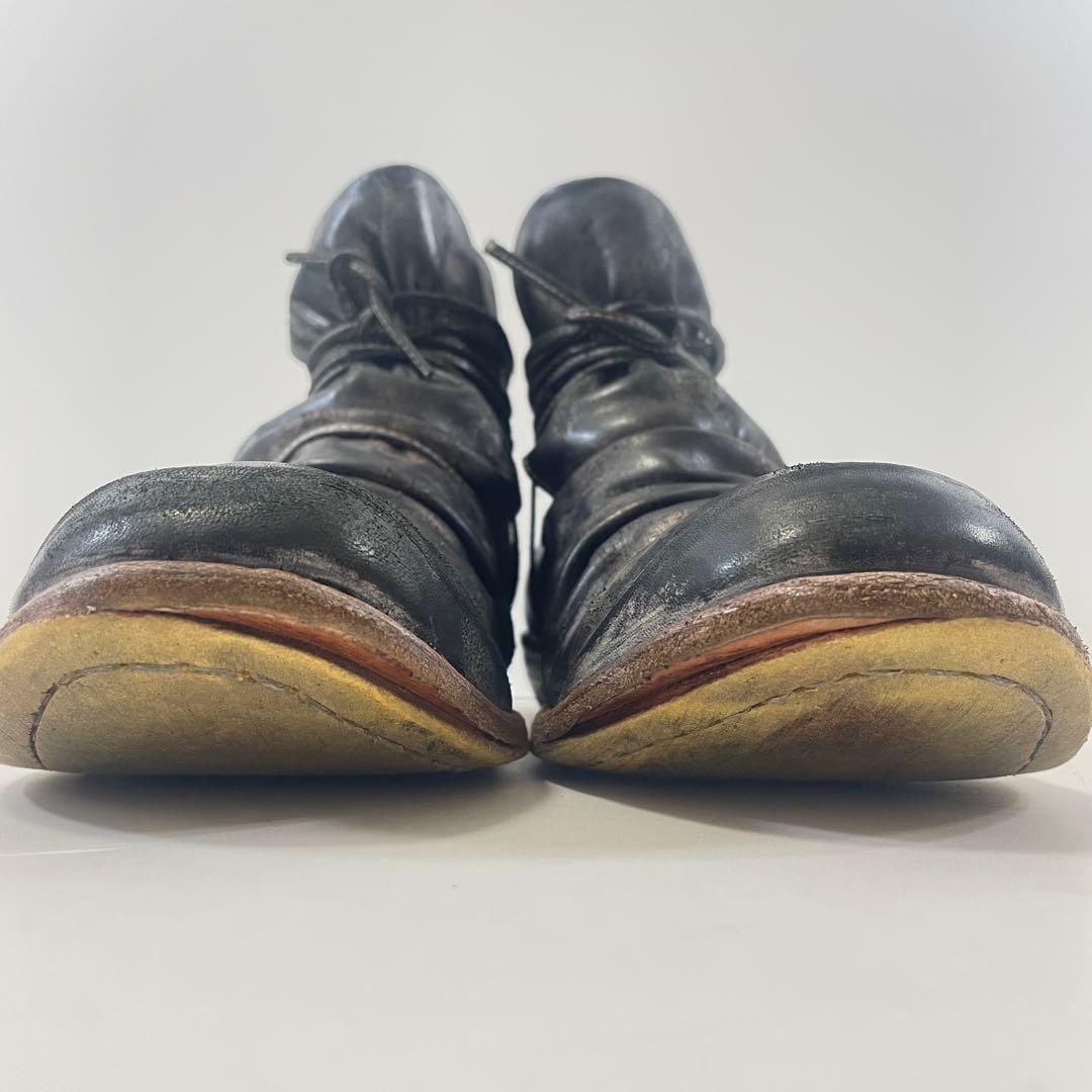 whoop'EE' whoop-de-doo ダメージ加工 黒 レザーブーツ