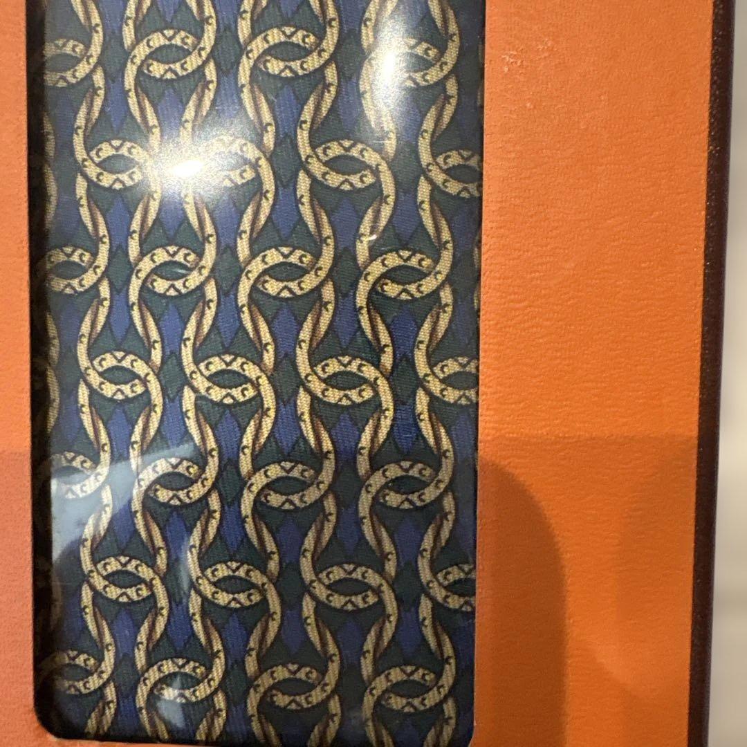 HERMES ネクタイ ネイビー ゴールド チェーンパターン　ギフト箱　未開封