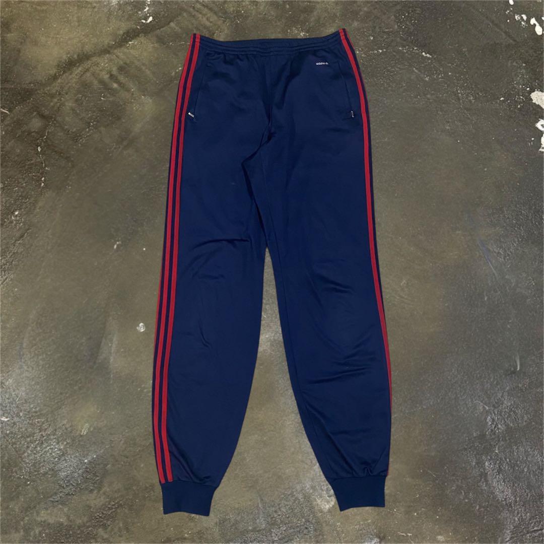 ◎70~80s デサント製 adidas トラックパンツ XL相当 ネイビー