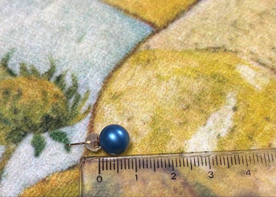 lilas インディゴパール　8mmピアス　k10