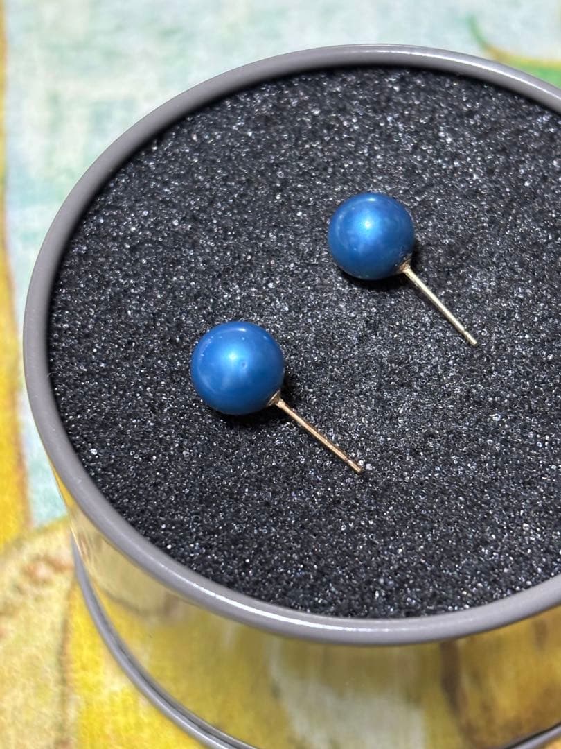 lilas インディゴパール　8mmピアス　k10