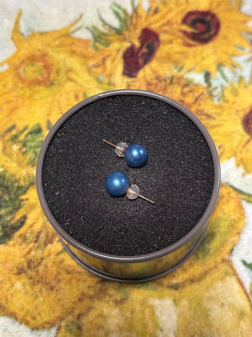 lilas インディゴパール　8mmピアス　k10