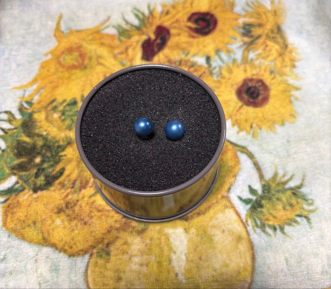 lilas インディゴパール　8mmピアス　k10