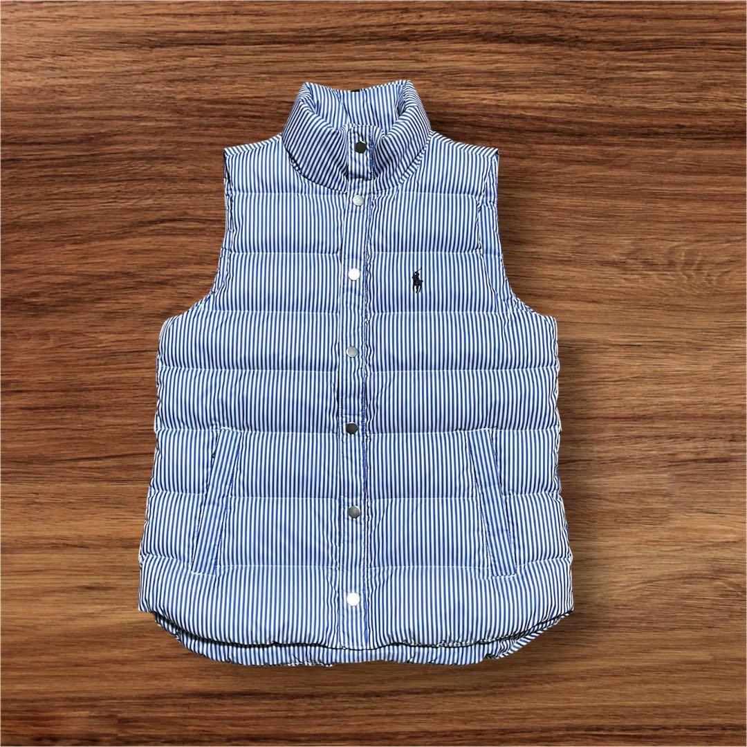 POLO RALPH LAUREN ブルーストライプダウンベスト　雑誌掲載XS