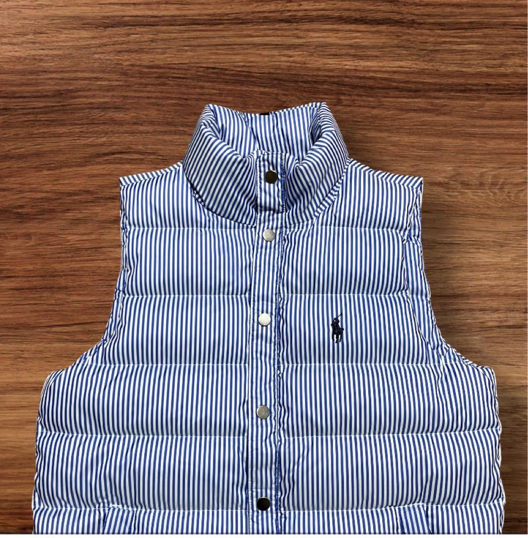 POLO RALPH LAUREN ブルーストライプダウンベスト　雑誌掲載XS
