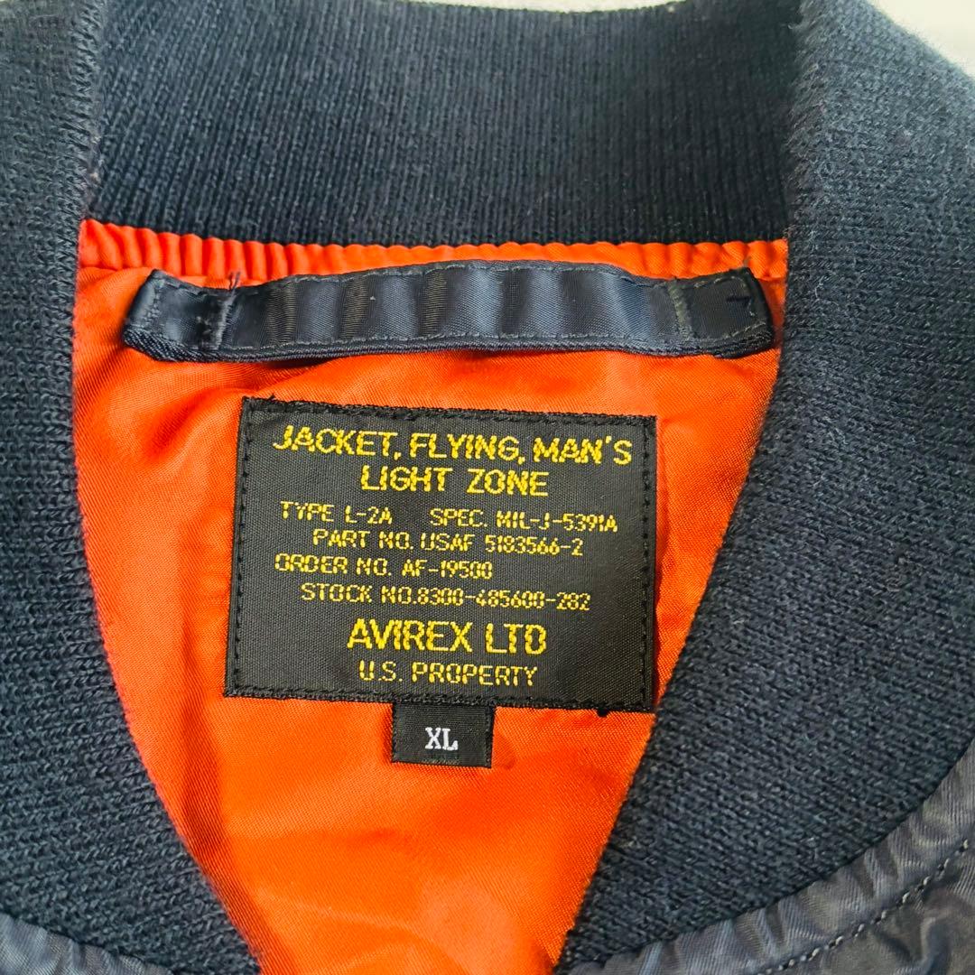 【美品】AVIREX フライトジャケット L-2A ワッペン 刺繍 XL