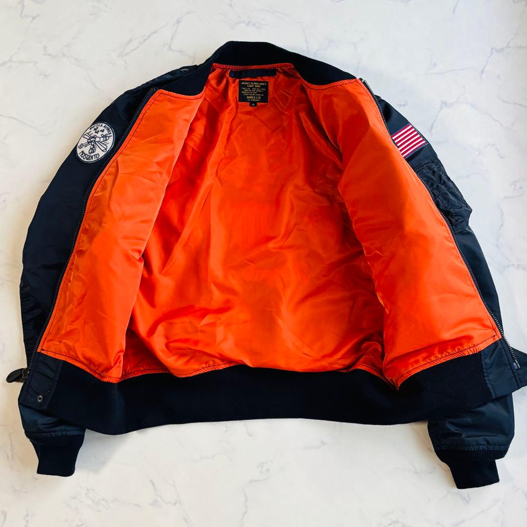 【美品】AVIREX フライトジャケット L-2A ワッペン 刺繍 XL