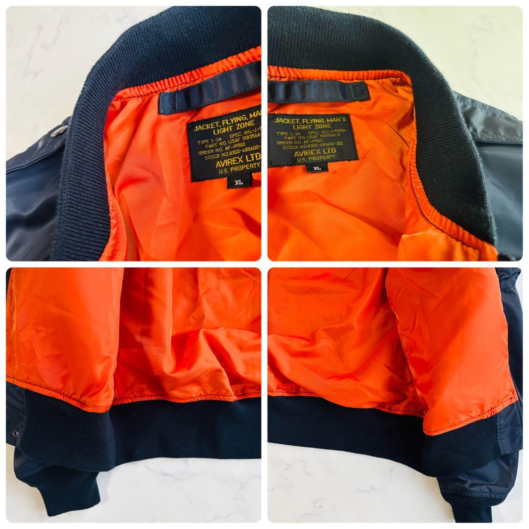 【美品】AVIREX フライトジャケット L-2A ワッペン 刺繍 XL