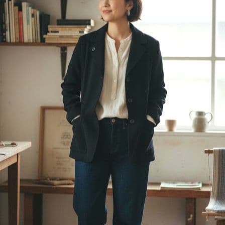 MHL.フェルト シェットランド ウール ジャケット テーラードジャケット　黒