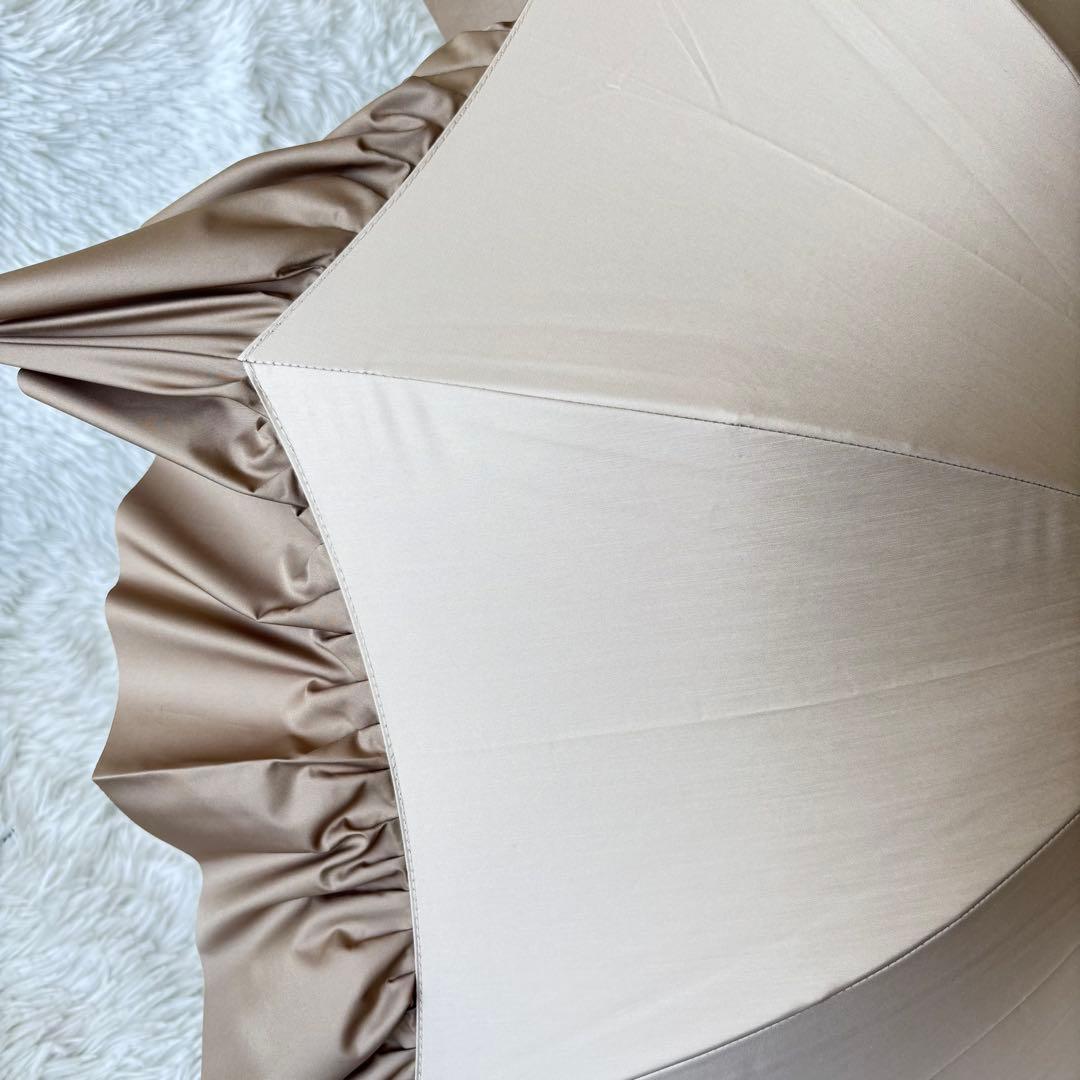 未使用　グレイシー　ムーンバット　日傘　フリル　ベージュ　晴雨兼用　バイカラー