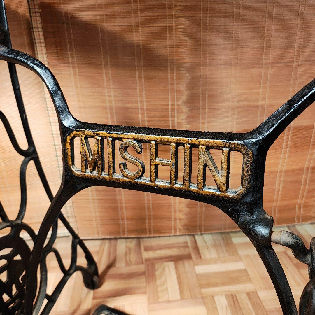 ミシン脚テーブル　古材テーブル　昭和レトロ　古家具