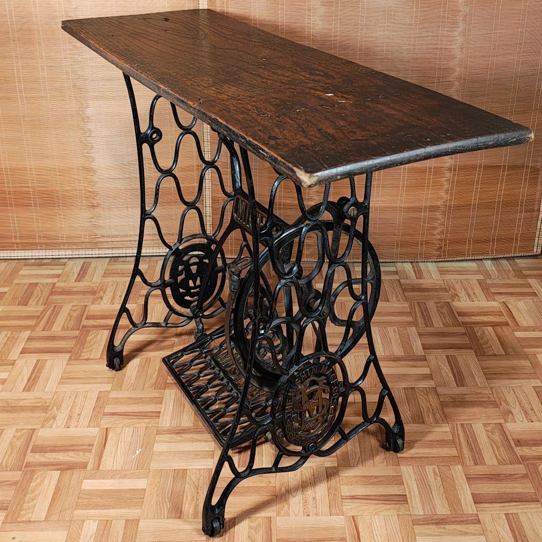 ミシン脚テーブル　古材テーブル　昭和レトロ　古家具