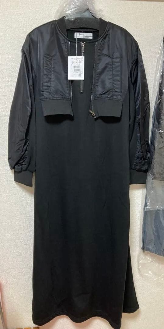 ヤマダヤ系列　Lasud Military ドッキングワンピース　ブラック裏起毛