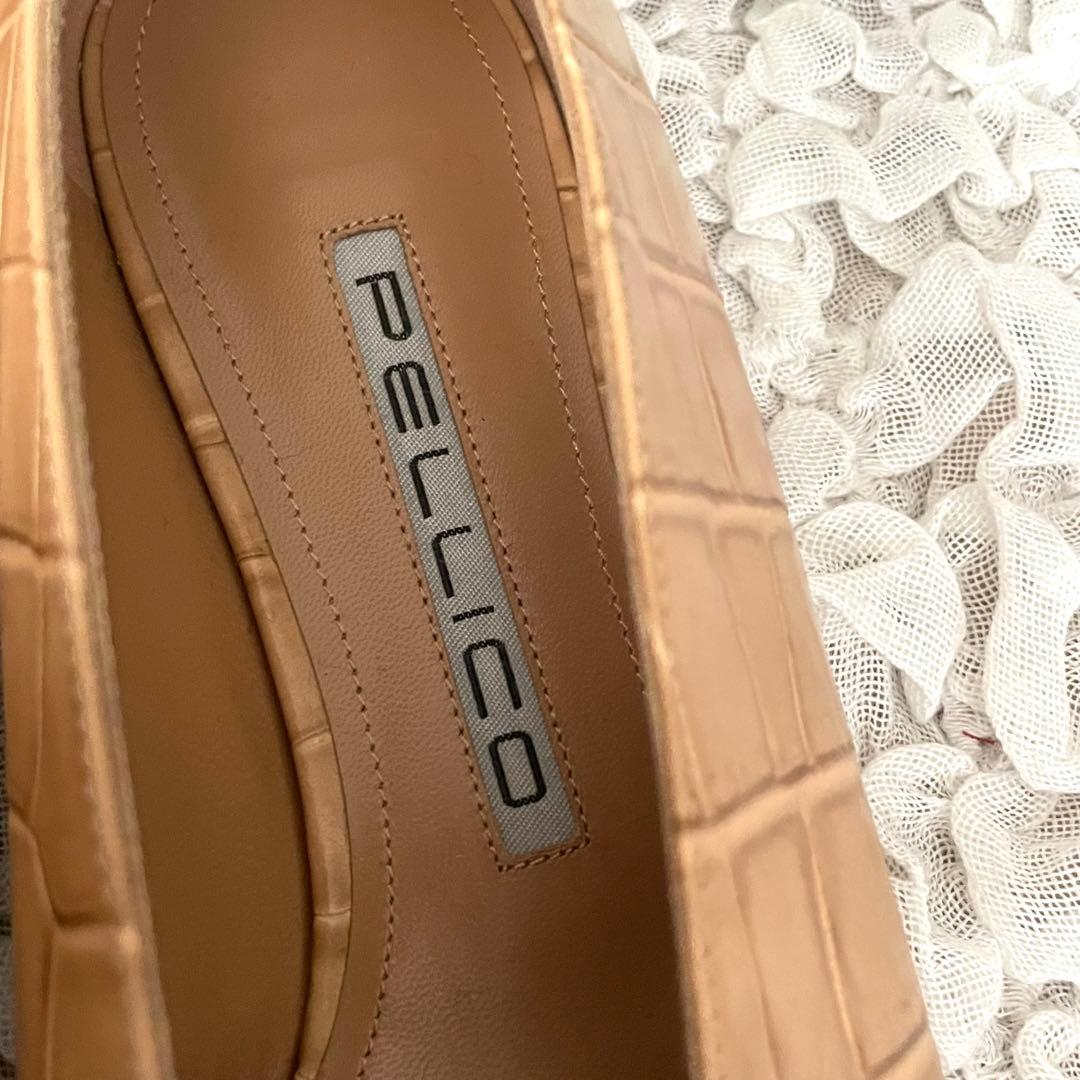 極美品　ペリーコ ポインテットトゥネビ パンプス クロコ型押し レザー