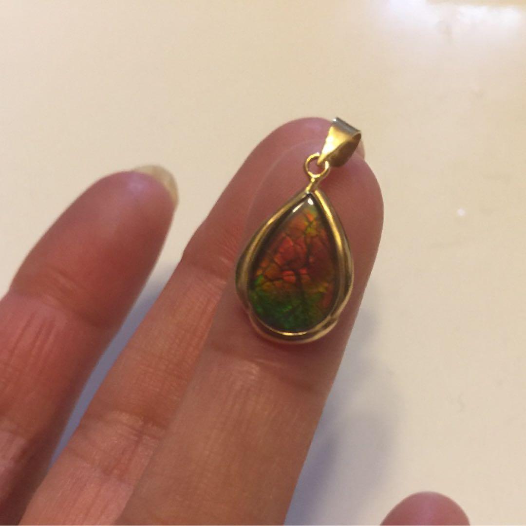 ネックレストップ 14K アンモライト　希少