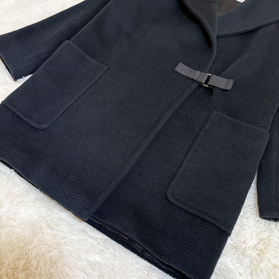 美品☆マックスマーラ 女優襟コート キャメル100% 白タグ ダークネイビー