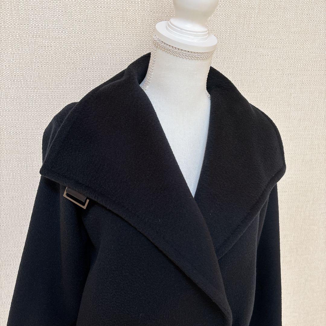 美品☆マックスマーラ 女優襟コート キャメル100% 白タグ ダークネイビー