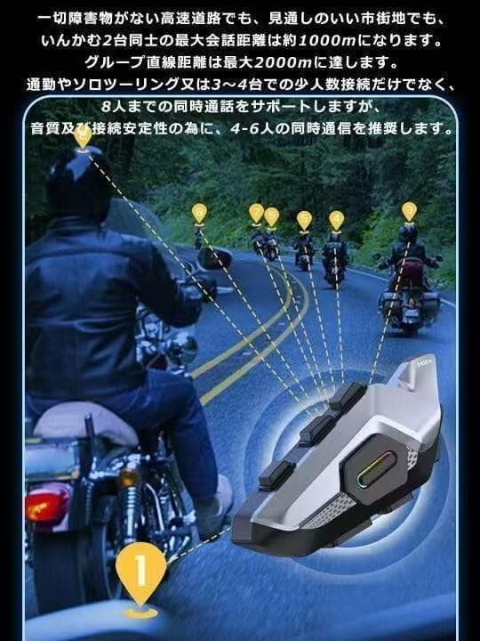 3個セット バイクインカム グループインカム 最大8人同時通話 ツーリング