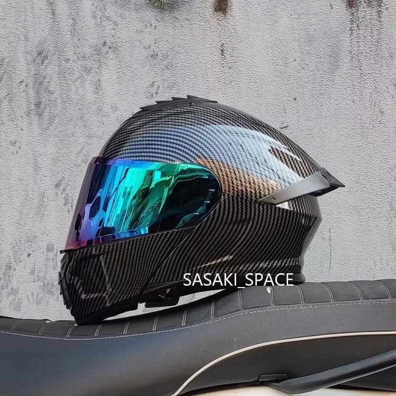 ダブルシールド　フルフェイスヘルメット　カーボン柄　XLサイズ　＋クリア