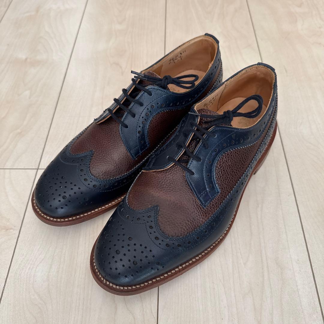 【Tricker's】ウィングチップ ネイビー×ブラウン