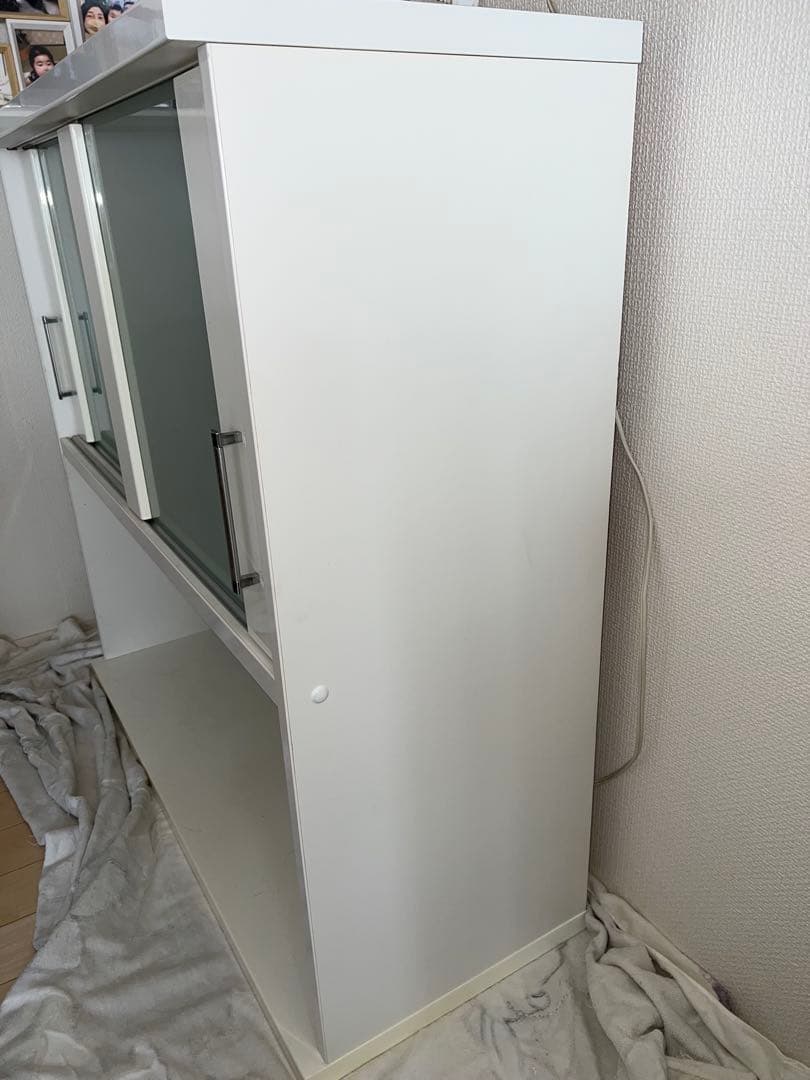 ホワイト 木製 食器棚 オープンシェルフ　カップボード　キッチンボード