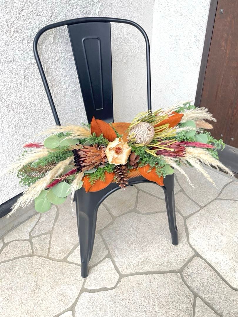 特大　ネイティブフラワー横長スワッグ　ドライフラワー　クリスマス　壁掛け棚置き