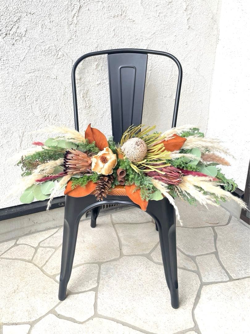 特大　ネイティブフラワー横長スワッグ　ドライフラワー　クリスマス　壁掛け棚置き