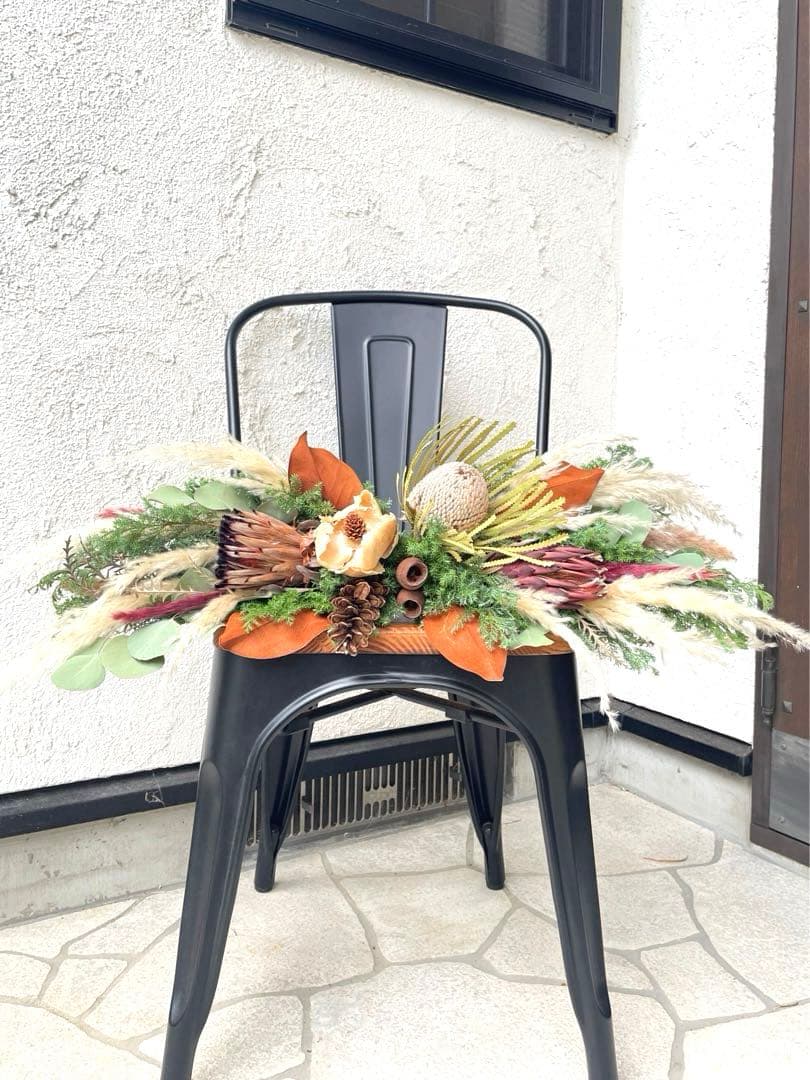 特大　ネイティブフラワー横長スワッグ　ドライフラワー　クリスマス　壁掛け棚置き